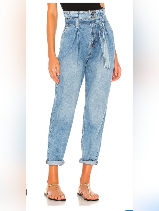 Anine Bing Denim - Anine Bing Everly Paper Bag Trousers In Pond  High Righ Ankle Size 26 Preppy